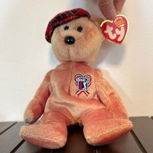 Ty Bear with Red Plaid Beret